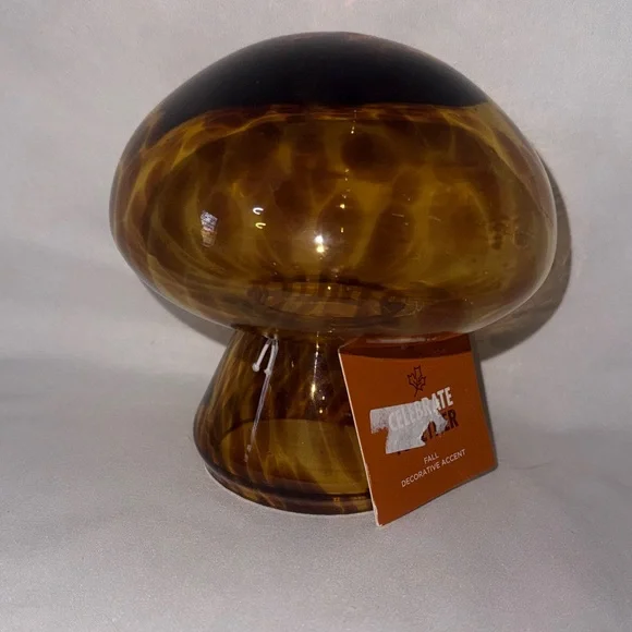 Celebrate Together Glass Mushroom Decor Brown Tortoiseshell - Picture 1 of 6